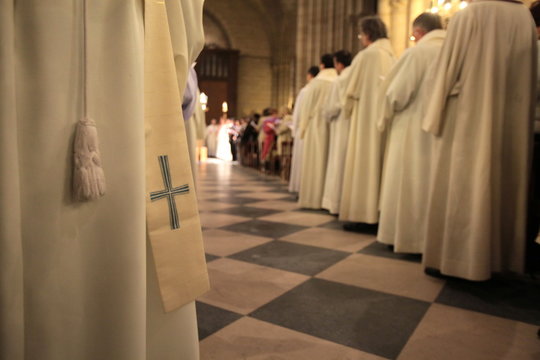 Easter Wednesday celebration in Notre Dame cathedral, Paris, France