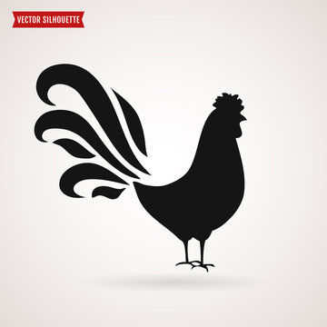 Rooster vector silhouette.