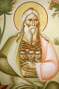 Detail of fresco in Capharnaum (Capernaum) Greek Orthodox church, Capharnaum, Galilee, Israel