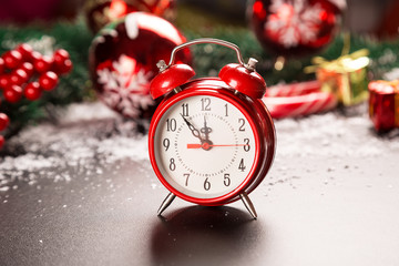 New Year's clock. Christmas background