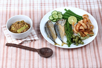 Green chili dip as  Nam Prik Num served side dish.