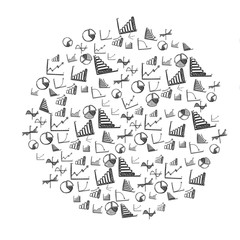 Circle of financial hand drawn icon