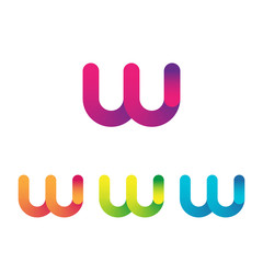 Letter W vector unusual bold rounded font. Gradient