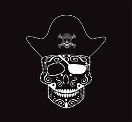 Pirate skull icon vector illustration, ornament