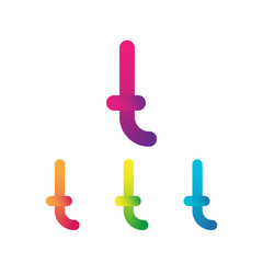 Letter T vector unusual bold rounded font. Gradient