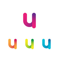Letter U vector unusual bold rounded font. Gradient