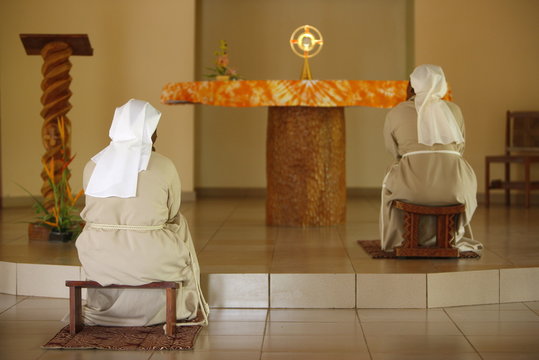 Holy Sacrament adoration at Akepe monastery, Akepe, Togo, West Africa