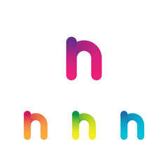 Letter N vector unusual bold rounded font. Gradient