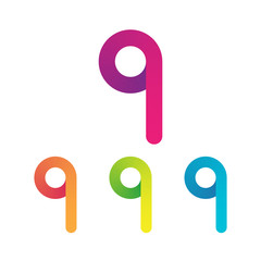 Letter Q vector unusual bold rounded font. Gradient