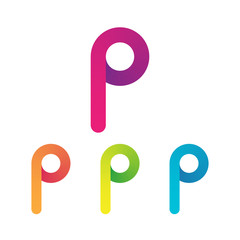 Letter P vector unusual bold rounded font. Gradient