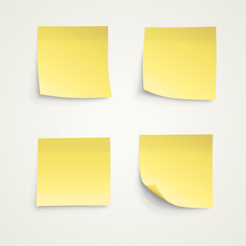 Realistic looking yellow sticky notes. Easy to use for your design with transparent shadows.