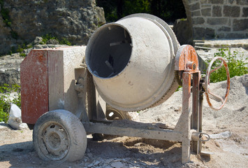 cement mixer on the construction site
