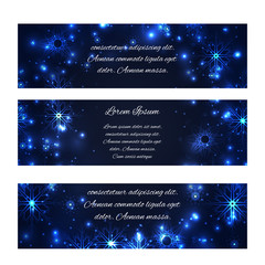 Naklejka na ściany i meble Set of horizontal winter festive banners with snowflakes and place for text. Vector element for your design