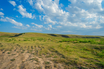 Endless kazakh grassland steppe landscape