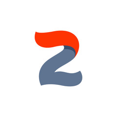 Number two logo with fast speed red flag line.