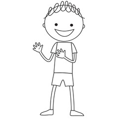 Standing boy in black and white color
