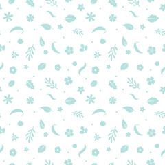 Vector flat flowers, seamless floral pattern.