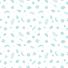 Vector flat flowers, seamless floral pattern.