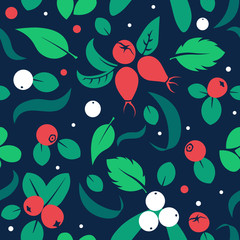 Vector flat berries, seamless creative pattern.