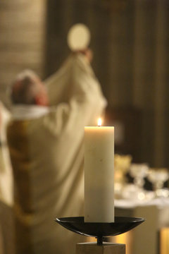 Celebration of the Eucharist, Church of Notre-Dame du Perpetuel Secours, Paris, France 