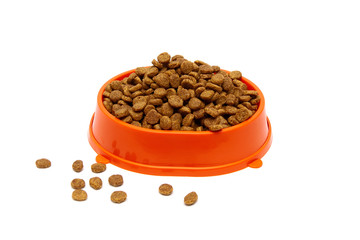 pet food in a bowl on a white background