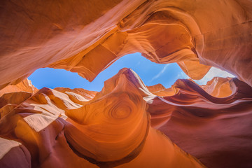 Looking Up From Lower Antelope Canyon  - obrazy, fototapety, plakaty