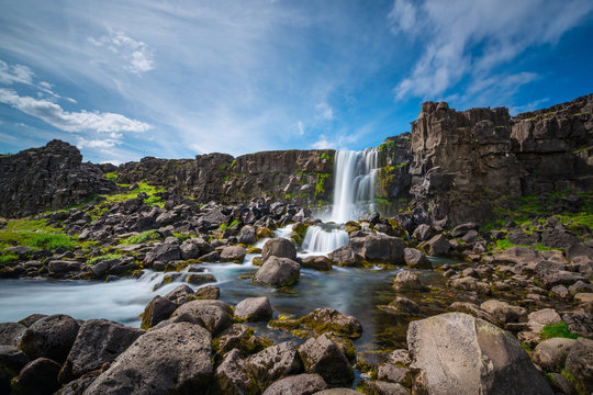 Oxararfoss in Thingvellir National Park Iceland 
