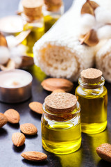Natural sweet almond essential oil for beauty and spa