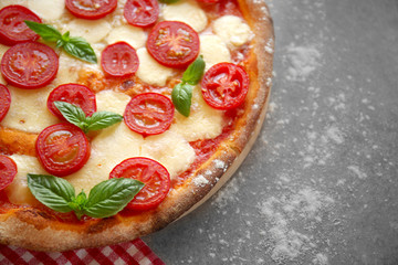 Delicious pizza, closeup