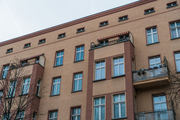 old orange ddr house at berlin