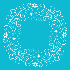 Christmas border line pattern at blue background.
