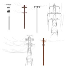 realistic 3d render of electric lines