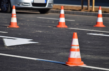 Traffic cones on the street