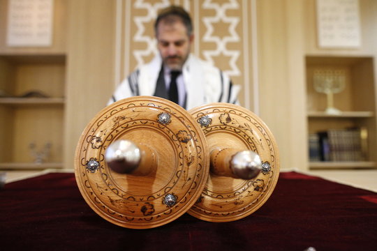 Torah scroll, Beth Yaacov Synagogue, Paris, France