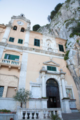 Fototapeta na wymiar PALERMO - APRIL 9: Santuario di Santa Rosalia with the holy cave. The cave is a holy shrine on mount Pelegrino, and is dedicated to Santa Rosalia patron of Palermo on April 9, 2013 in Palermo, Italy