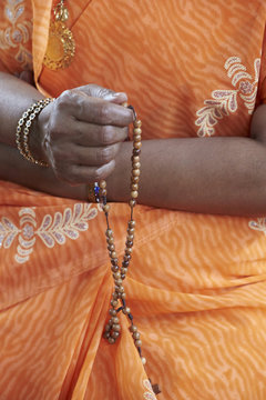 Tamil Catholic woman with rosary, Antony, Hauts-de-Seine, France