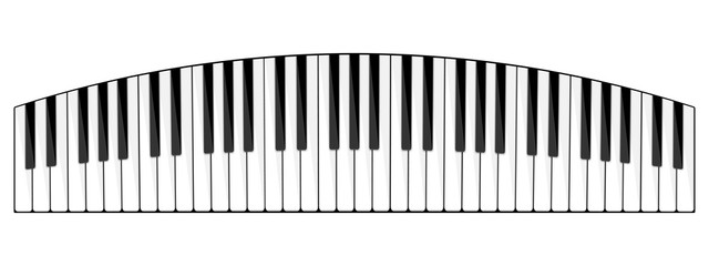 Naklejka premium Vector illustration. Musical flat background. Piano key, keyboard. Melody. Instrument.