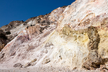 Milos - Fyriplaka beach, multi-colored volcanic rocks, Greece Cyclades. Milos is a popular tourist destination with scenic landscape, South Aegean

