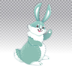 Cute rabbit cartoon waving hand. Vector illustration