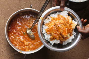 African meal, Lome, Togo, West Africa