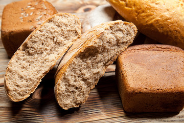 Bread on a rustic wooden background