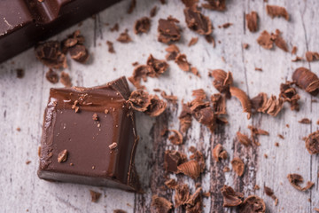 dark chocolate on wood desk