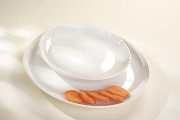 empty plate on pastel background.