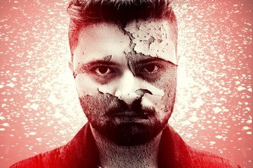 Close-Up Portrait Zombie In The Hell - Texture