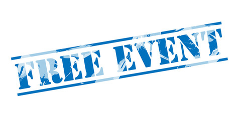 free event blue stamp on white background