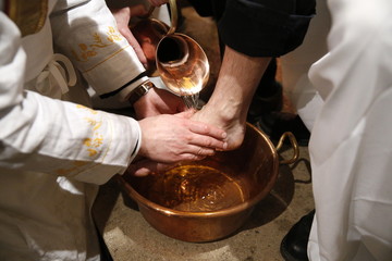Washing of the Feet, Maundy Thursday celebration, Villemomble, Seine-Saint-Denis, France
