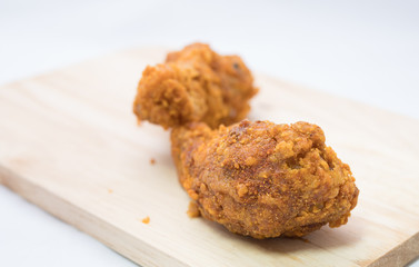 Fried chicken on white background