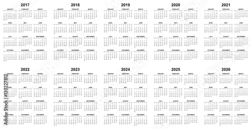 "Simple editable vector calendars for year 2017 2018 2019 ...