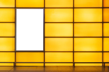 Blank billboard in modern interior hall. Useful for your advertisement