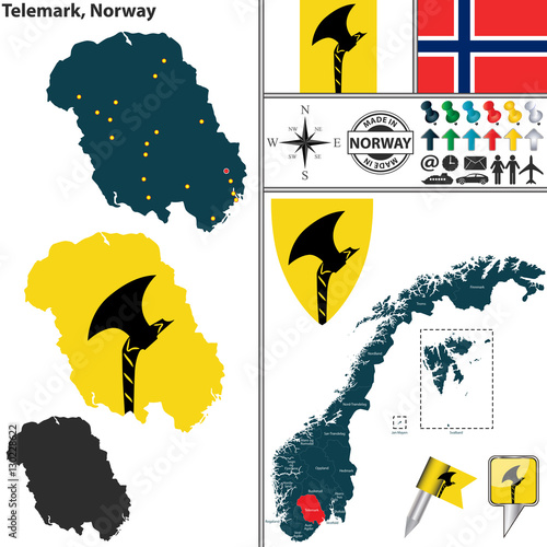 "Map of Telemark, Norway" Stock image and royaltyfree vector files on